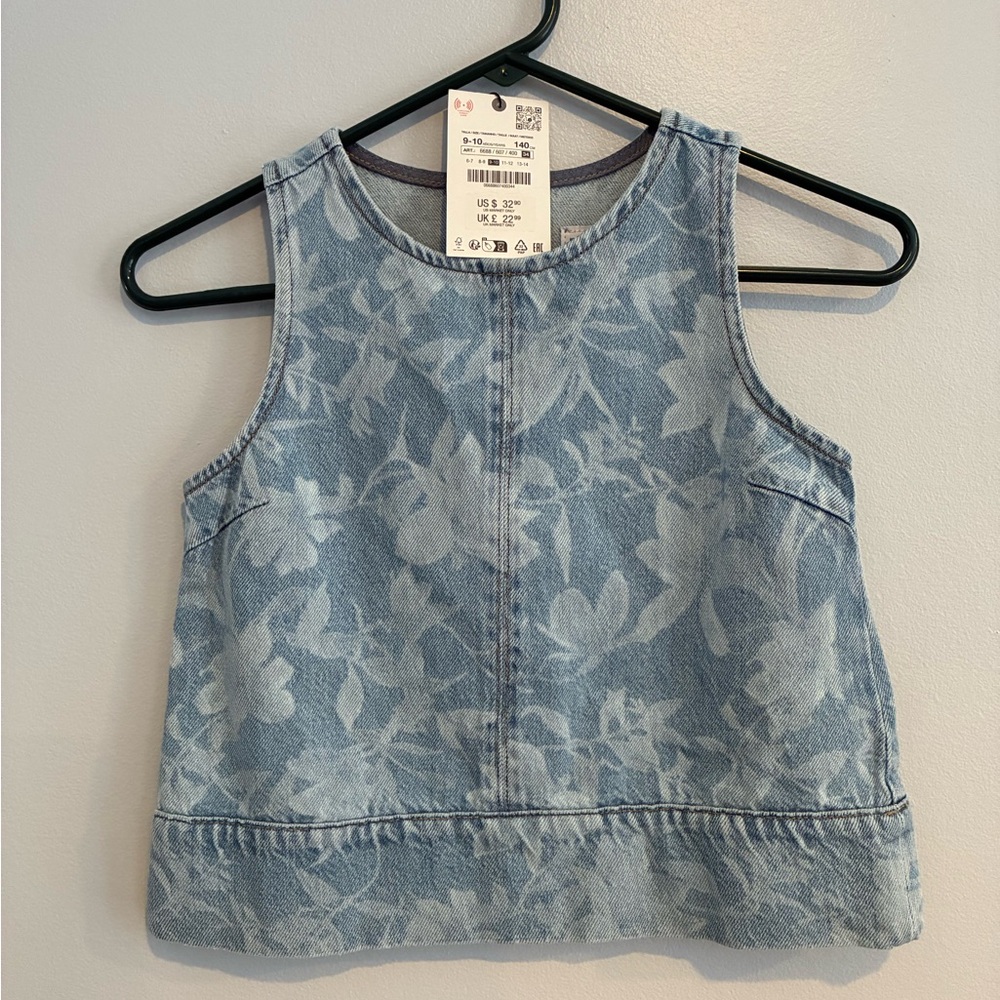 Zara Blue Floral Girls Tank Top